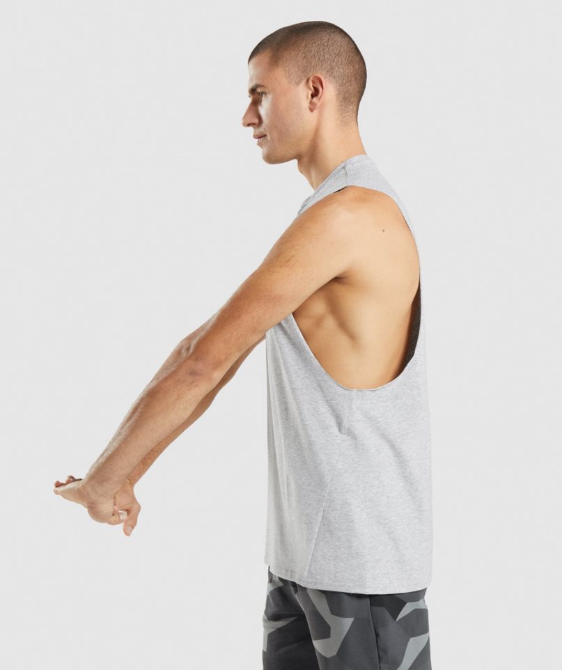 Men's Gymshark Critical 2.0 Drop Arm Tanks Light Grey | NZ 5PXGMD